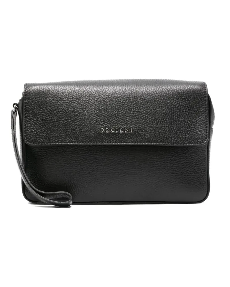 Orciani Clutch mit Logo - Schwarz Schwarz