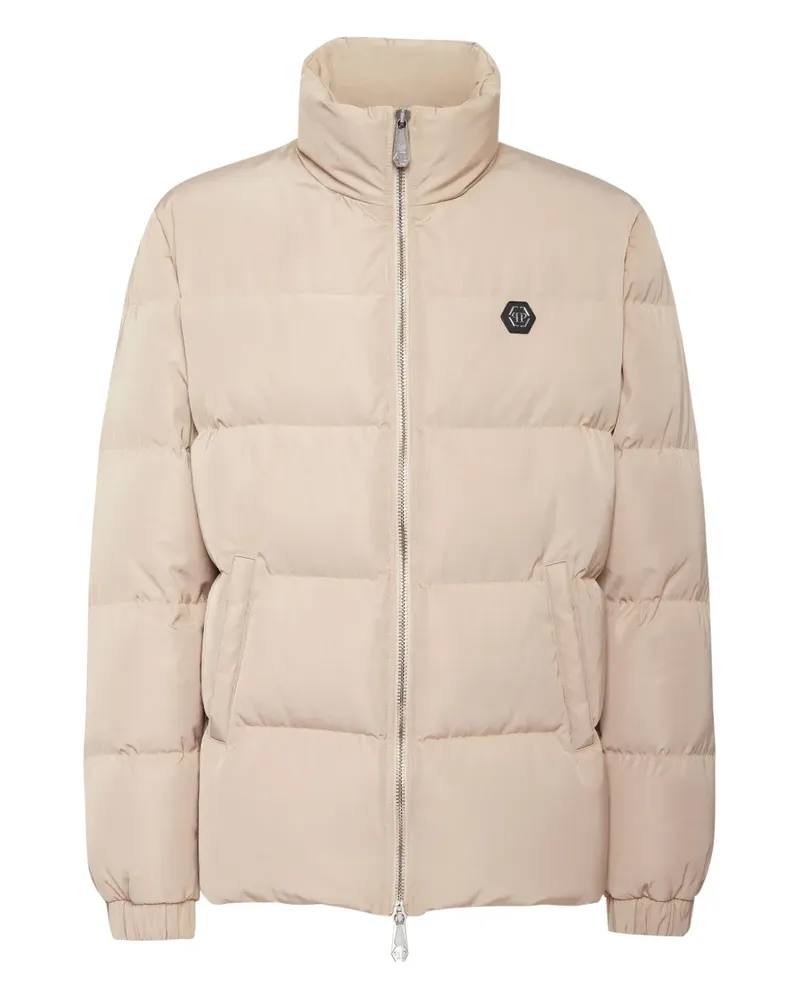 Philipp Plein Gefütterte Jacke mit Logo-Schild - Nude Nude