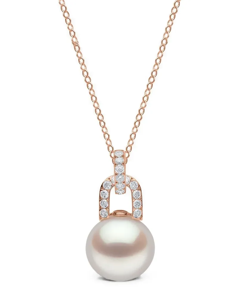 YOKO London 18kt Jazz Rotgoldhalskette mit Perlen- und Diamantenanhänger - Rosa Rosa