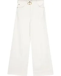 Twin-Set Halbhohe Wide-Leg-Jeans Weiß