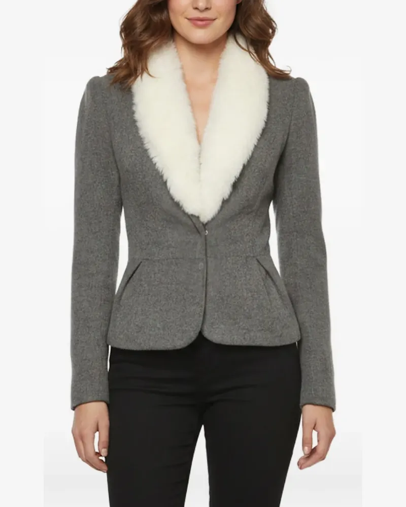 Elisabetta Franchi Jacke mit Faux Fur - Grau Grau