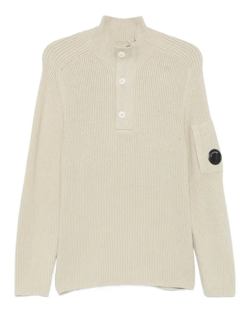 C.P. Company Gerippter Pullover mit Linsen-Detail - Nude Nude