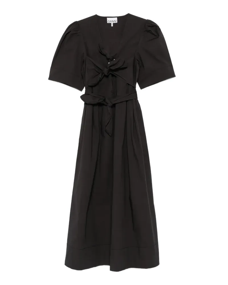 Ganni satin-finish midi dress - Schwarz Schwarz