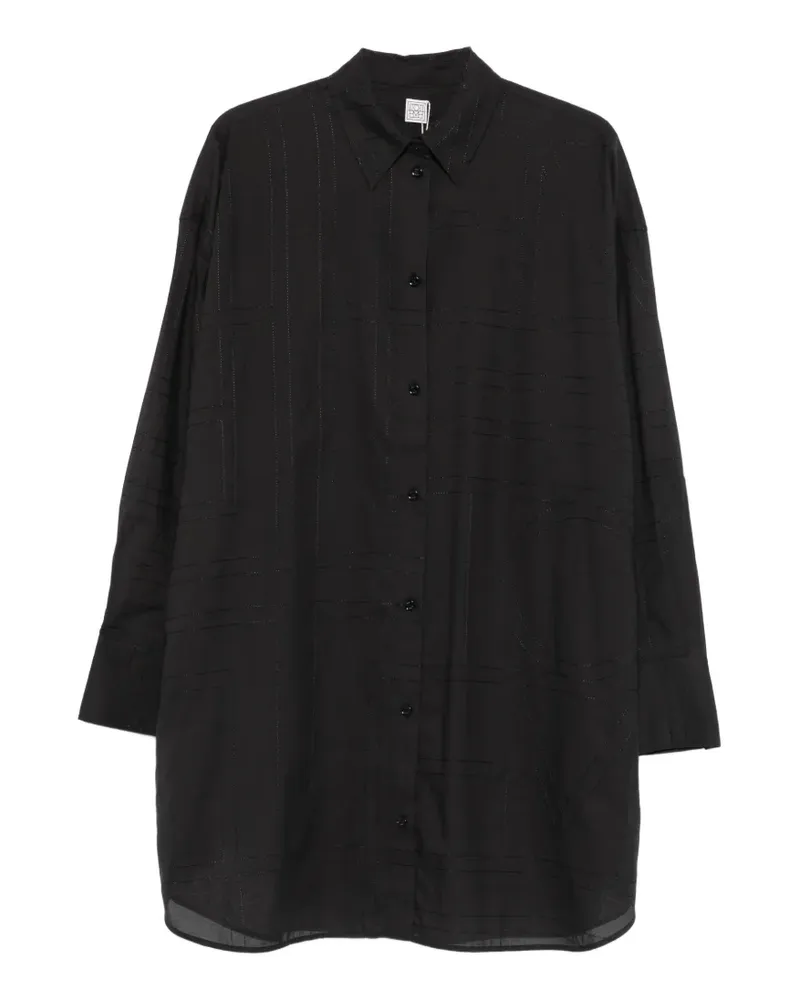 Totême monogram-patterned oversized shirt - Schwarz Schwarz
