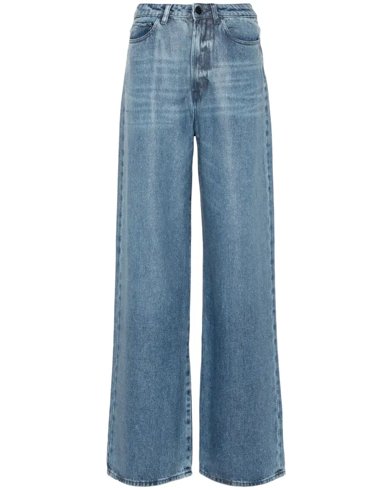 3x1 Wide-Leg-Jeans mit hohem Bund - Blau Blau