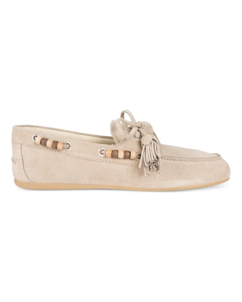 Miu Miu tassel-embellished wooden-bead loafers - Nude Nude
