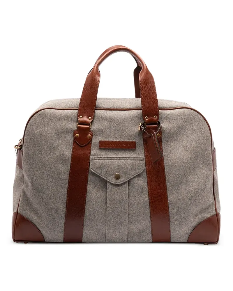 Brunello Cucinelli leather-trim holdall bag - Grau Grau