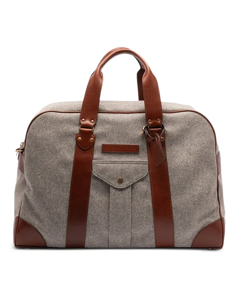 Brunello Cucinelli leather-trim holdall bag - Grau Grau