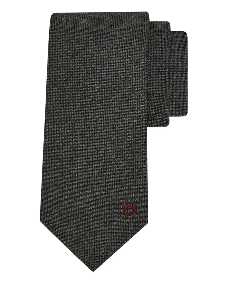 Ferragamo logo-embroidered tie - Grau Grau