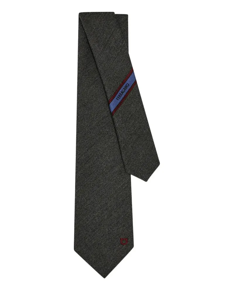 Ferragamo logo-embroidered tie - Grau Grau