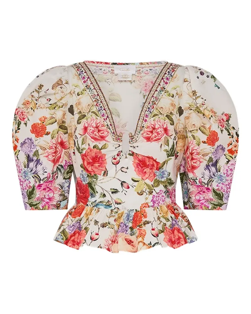 Camilla Bluse mit Puffärmeln - Weiß Weiß