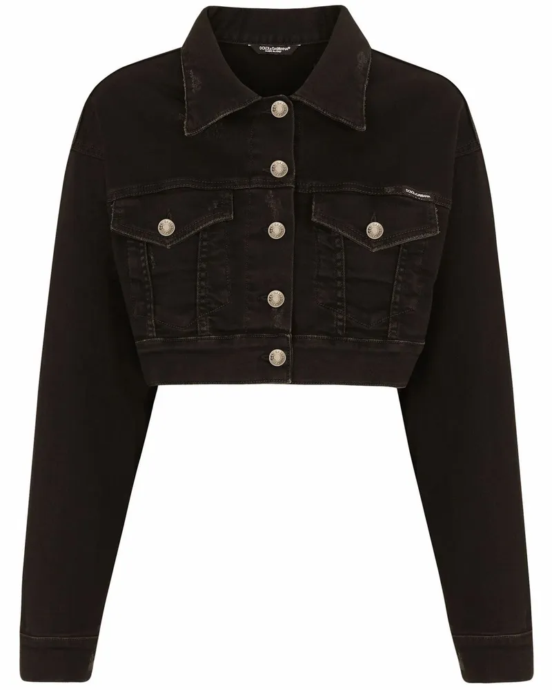 Dolce & Gabbana Klassische Cropped-Jeansjacke - Schwarz Schwarz