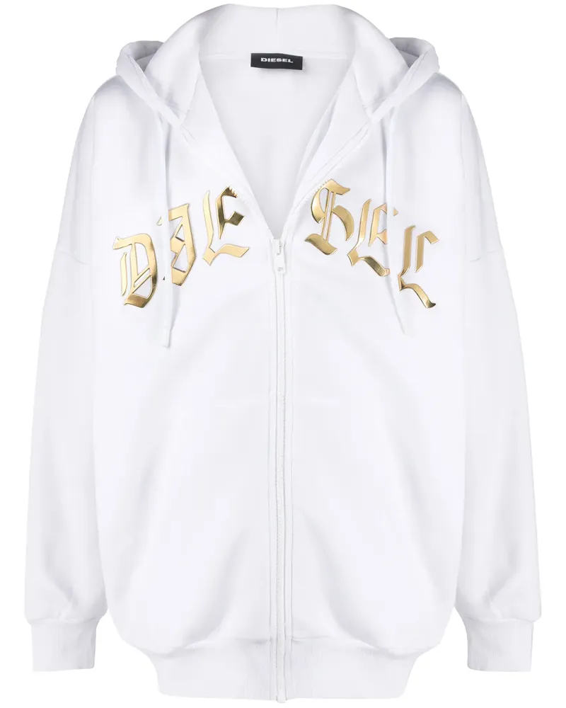 Diesel Kapuzenjacke mit Metallic-Logo - Weiß Weiß