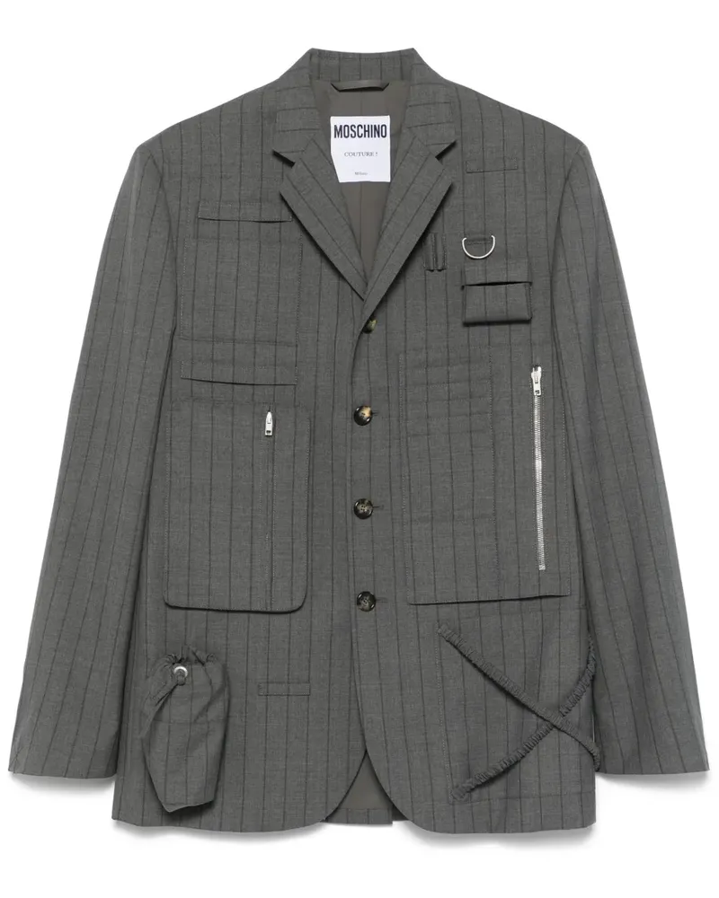 Moschino Nadelstreifen-Blazer mit grafischem Print - Grau Grau