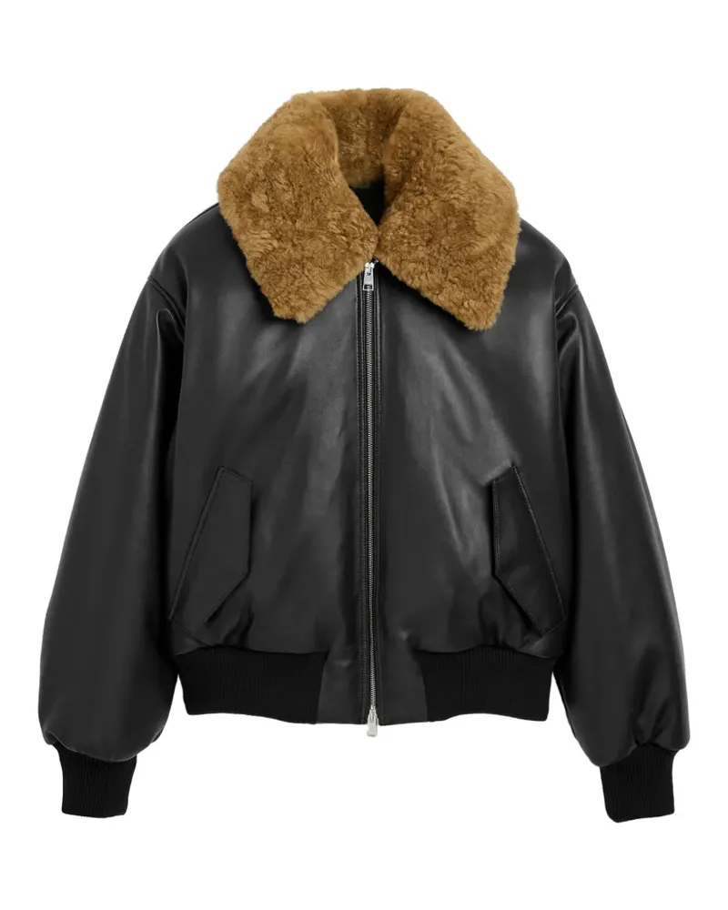 AMI Paris Wattierte Jacke aus Lammleder - Schwarz Schwarz