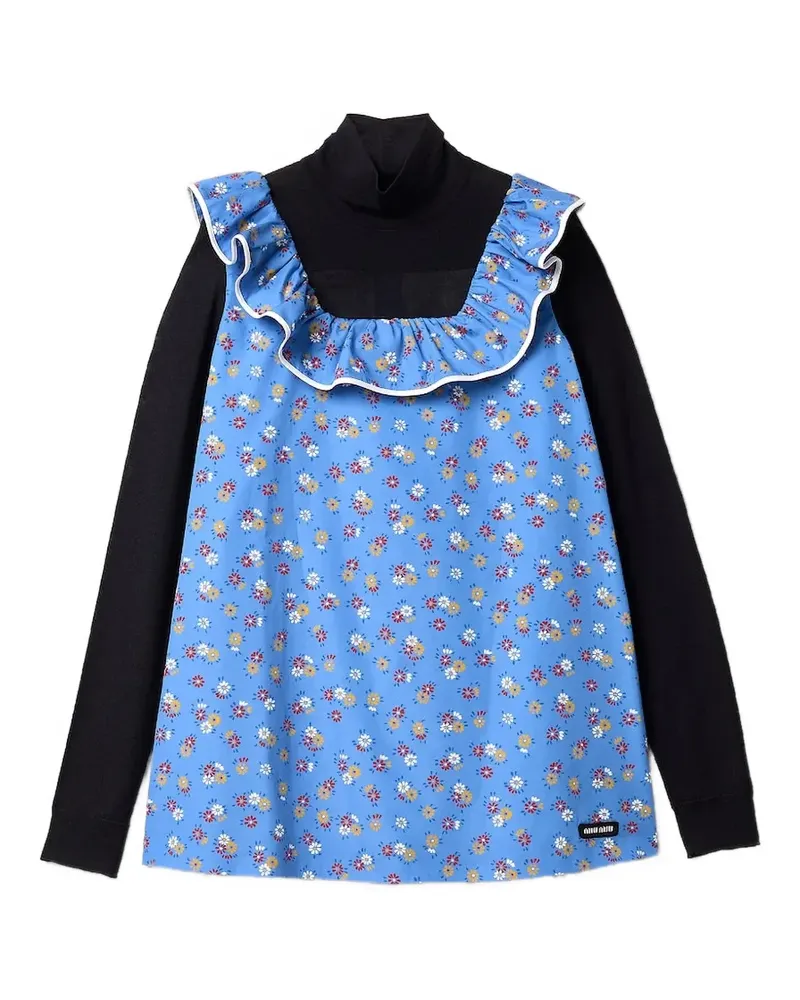 Miu Miu floral-print ruffled top - Blau Blau