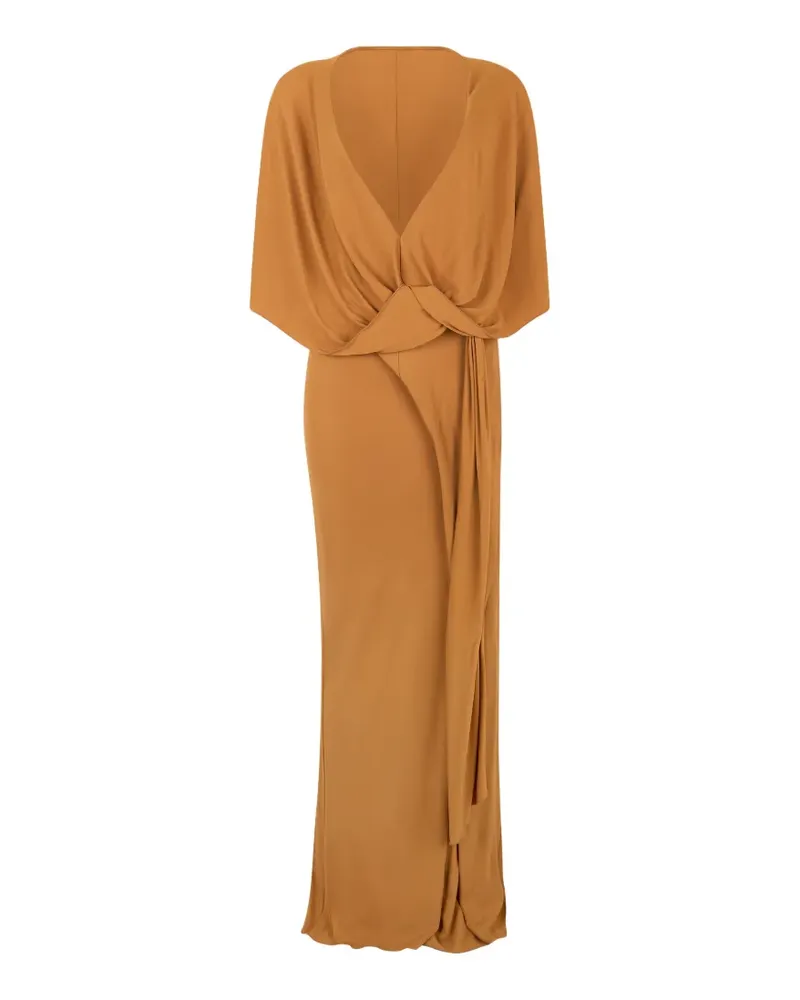 Alberta Ferretti twist-detail V-neck maxi dress - Orange Orange