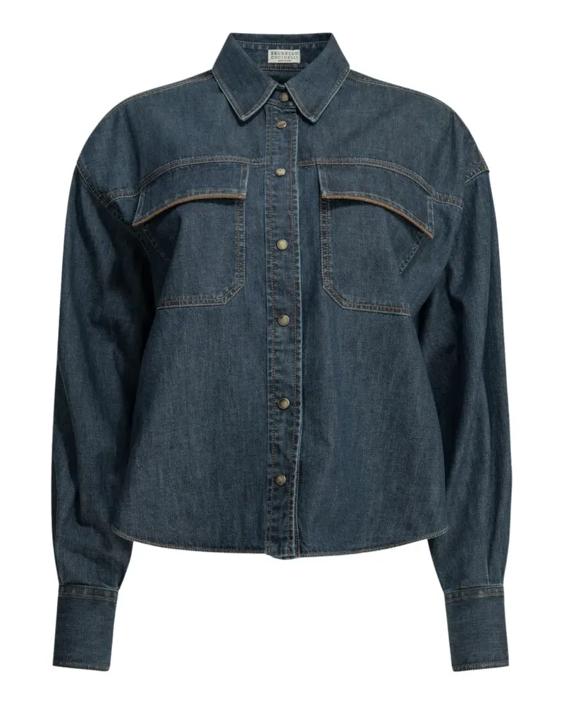 Brunello Cucinelli contrast-stitching denim shirt - Blau Blau