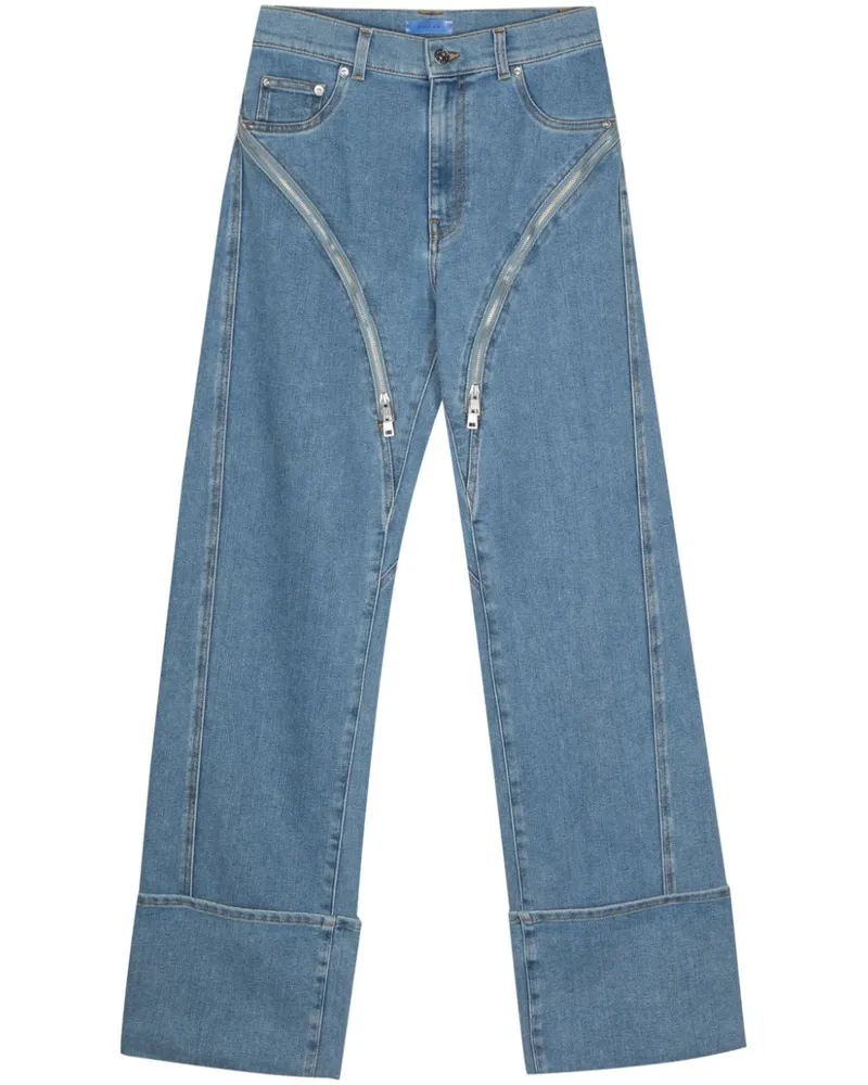 Thierry Mugler Weite Jeans mit Reißverschlüssen - Blau Blau