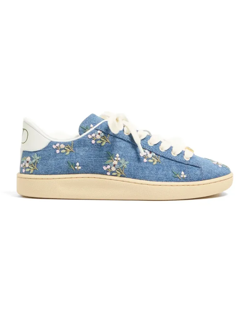 Valentino Garavani Royco denim trainer with floral embroidery - Blau Blau