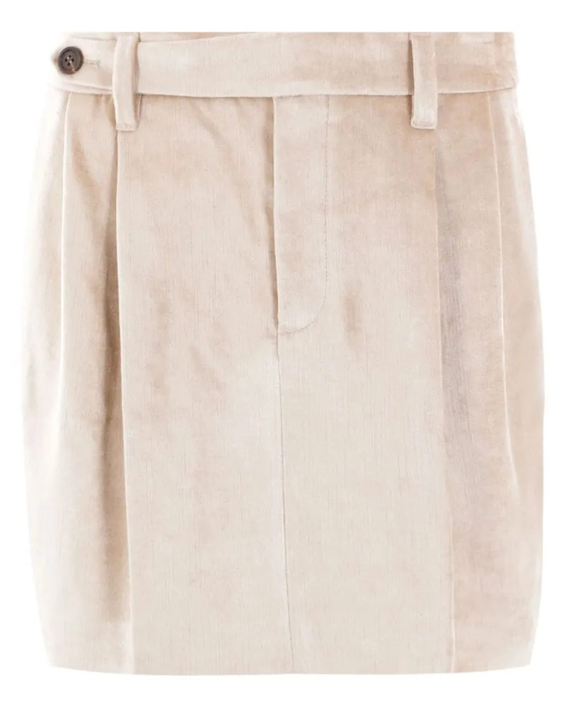 Brunello Cucinelli Samt-Minirock mit Abnähern - Nude Nude