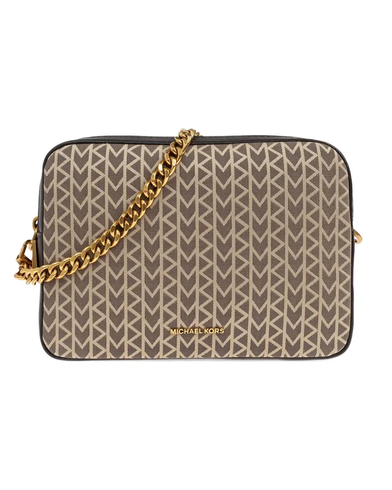 Michael Kors Kettenriemen-Schultertasche mit Chevron-Muster - Nude Nude