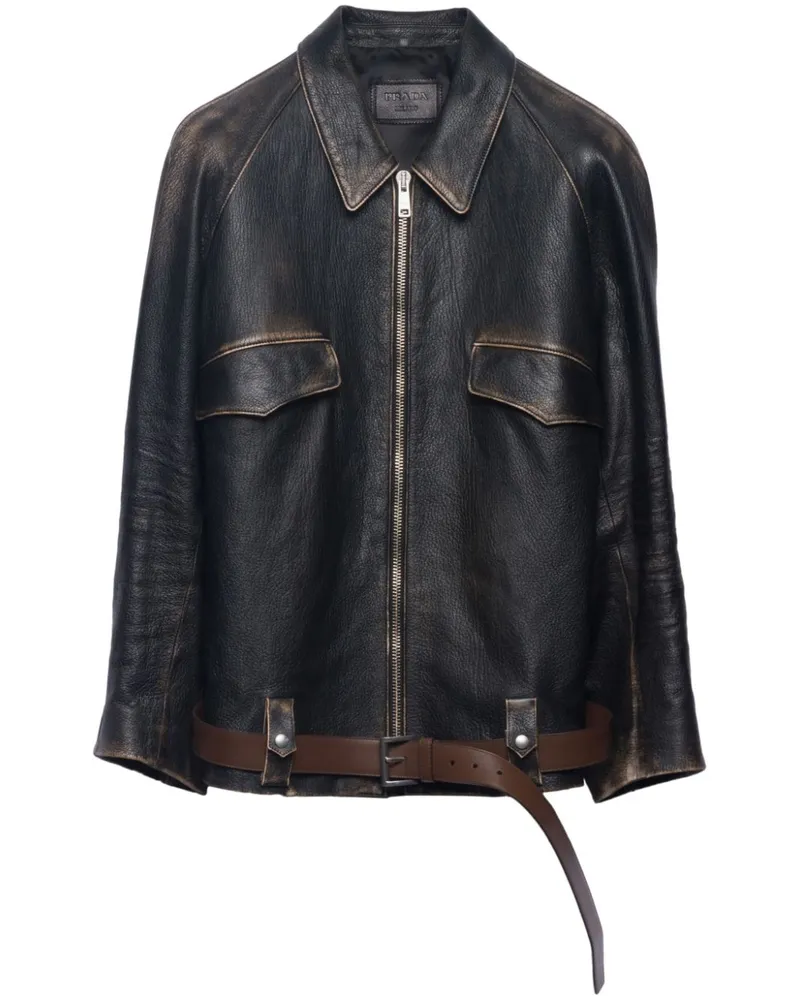 Prada Jacke aus Leder - Schwarz Schwarz