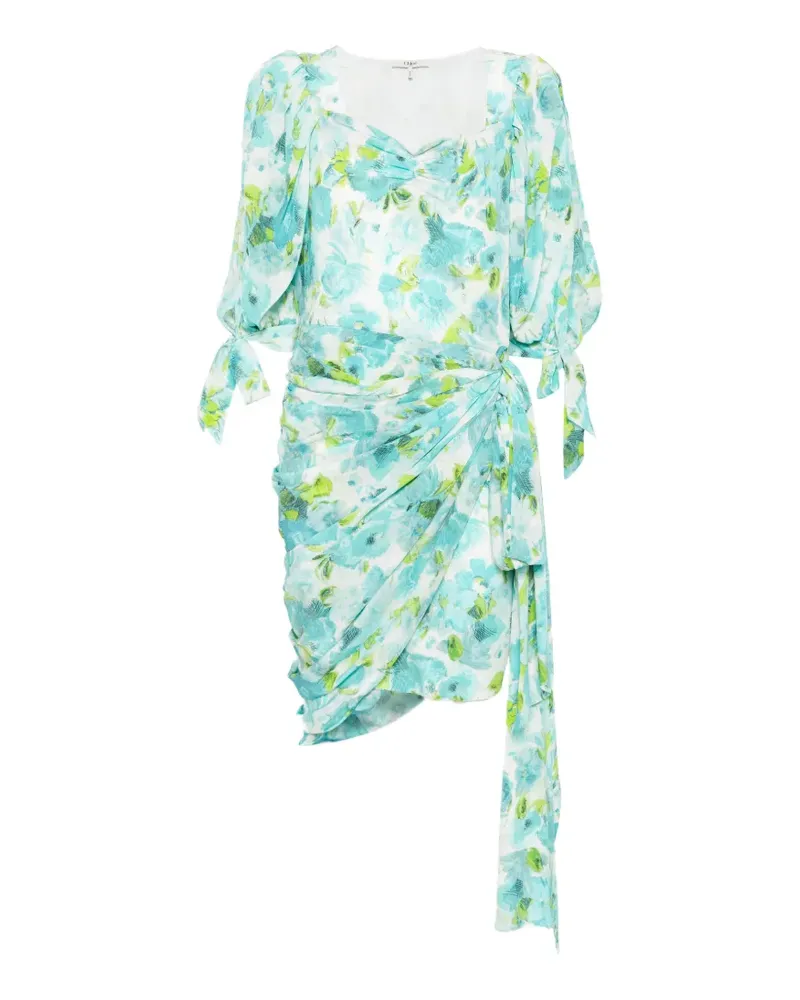 Chloé floral-print asymmetric midi dress - Blau Blau