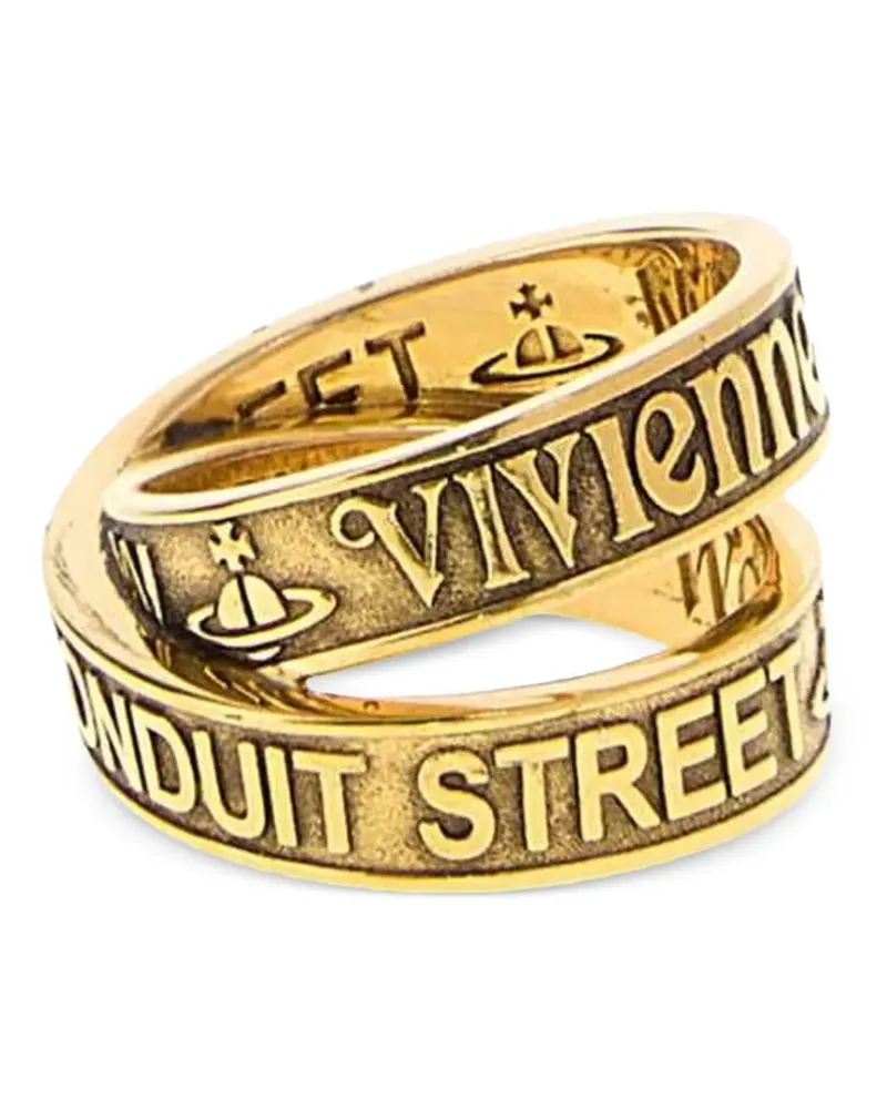 Vivienne Westwood Amos logo-engraved ring - Gold Gold