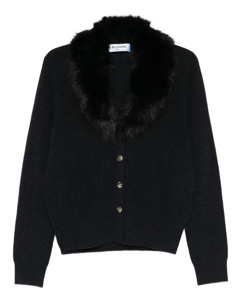 Blumarine Cardigan mit Pelzkragen - Blau Blau