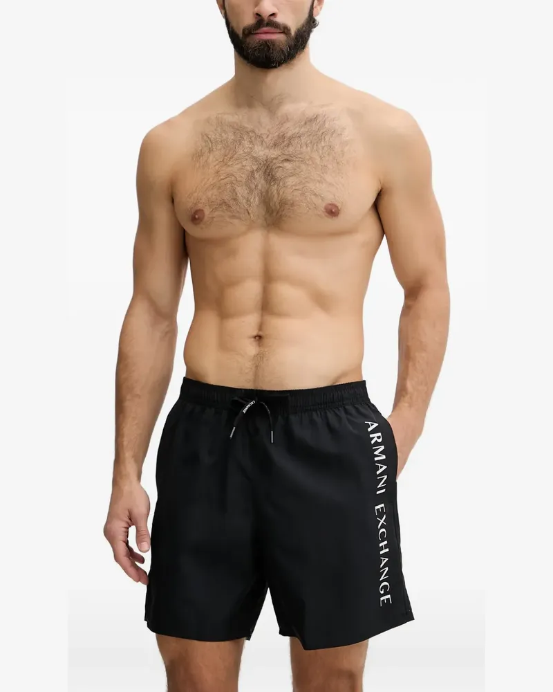 Armani Exchange logo-print drawstring swim shorts - Schwarz Schwarz