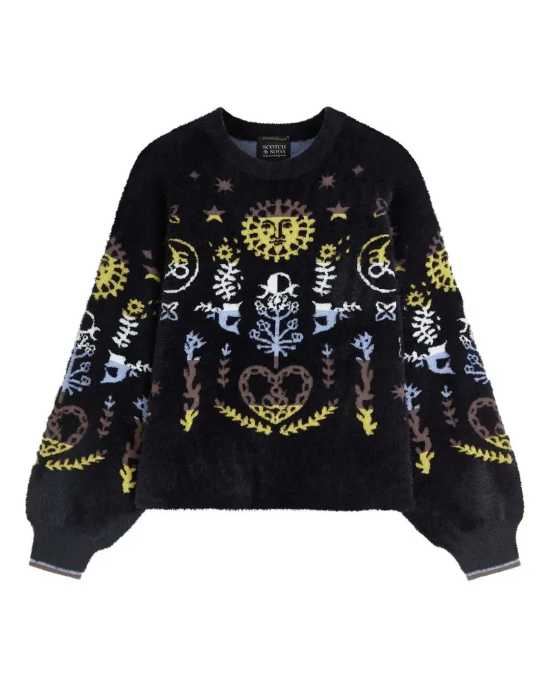 Scotch&Soda graphic-intarsia brushed-knit sweater - Schwarz Schwarz