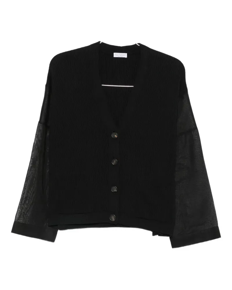 Brunello Cucinelli sheer-sleeve cardigan - Schwarz Schwarz