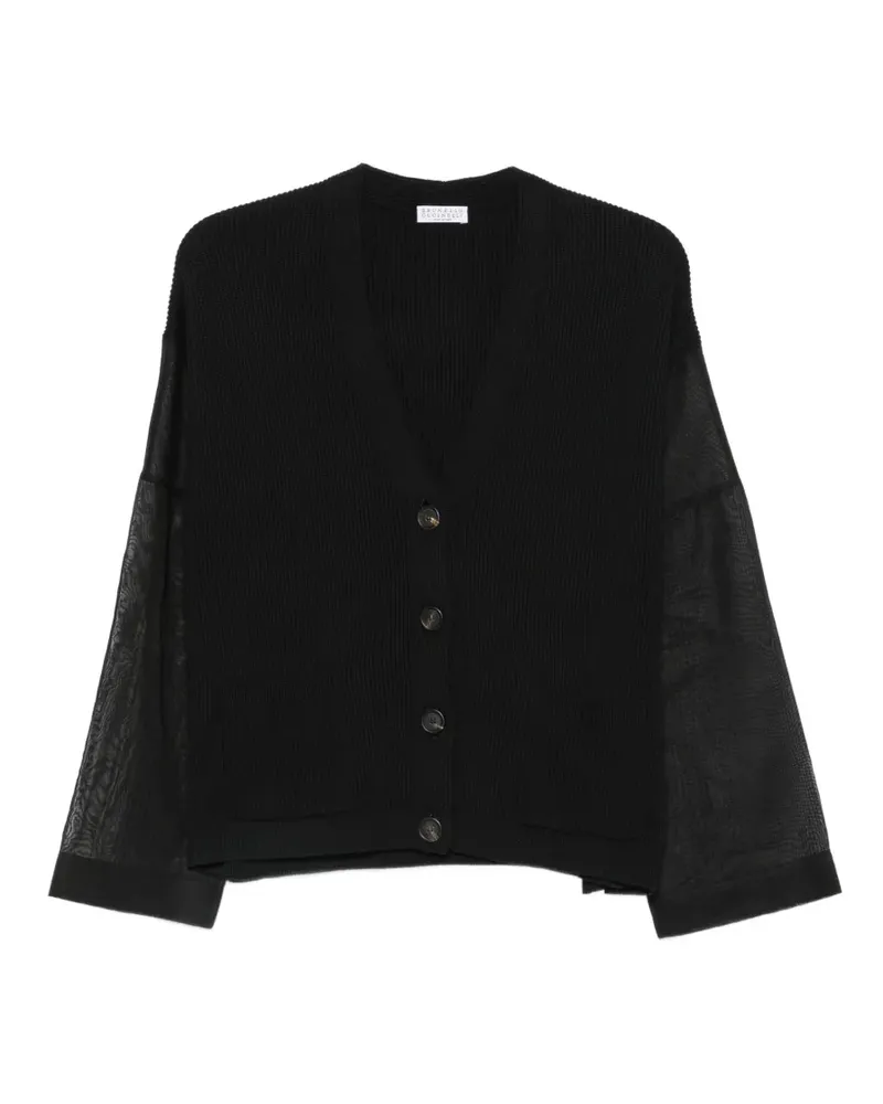 Brunello Cucinelli sheer-sleeve cardigan - Schwarz Schwarz