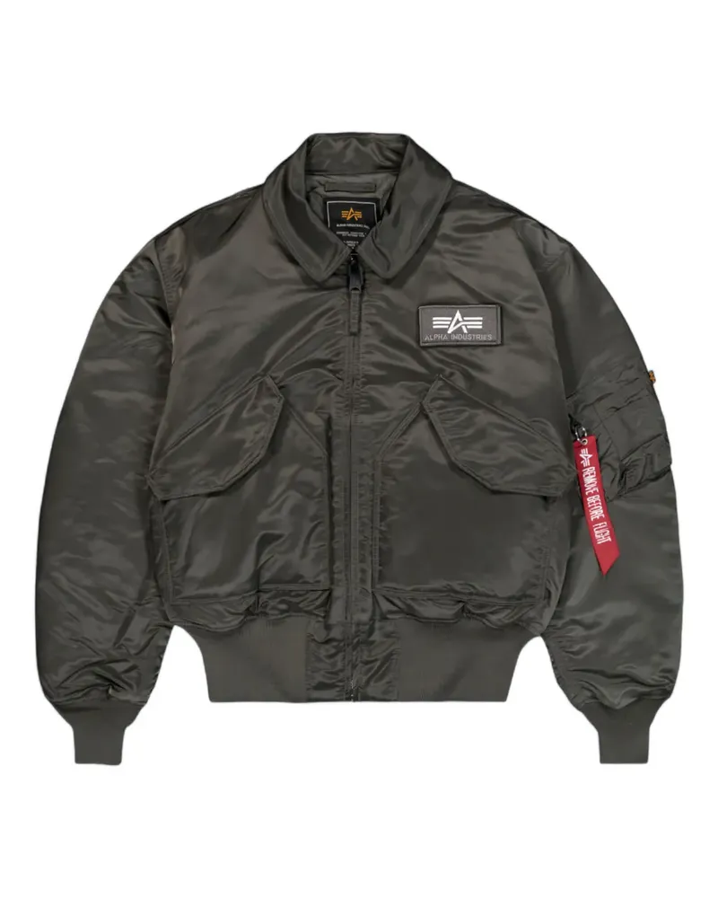 Alpha Industries logo-detail ribbed bomber jacket - Grau Grau