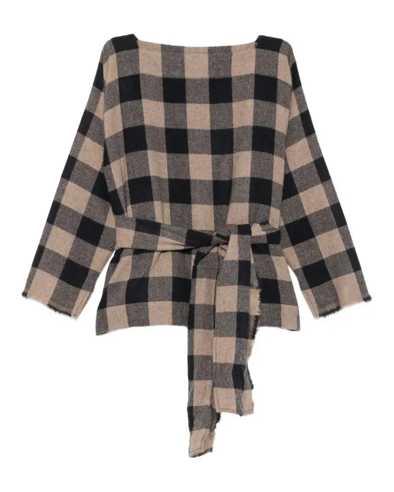 Daniela Gregis check-pattern belted top - Nude Nude