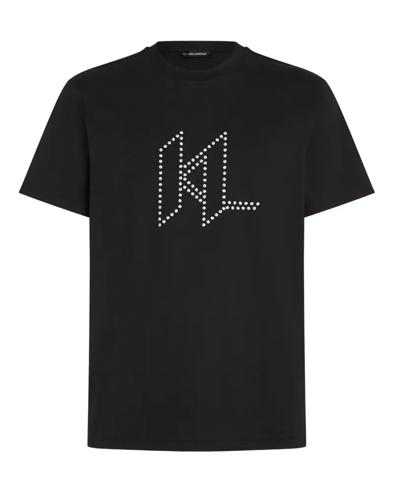 Karl Lagerfeld DNA T-Shirt mit Nieten-Monogramm - Schwarz Schwarz