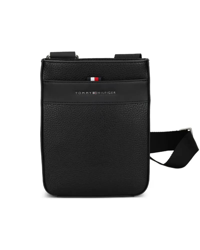 Tommy Hilfiger Strukturierte Milano Kuriertasche mit Logo-Schild - Schwarz Schwarz