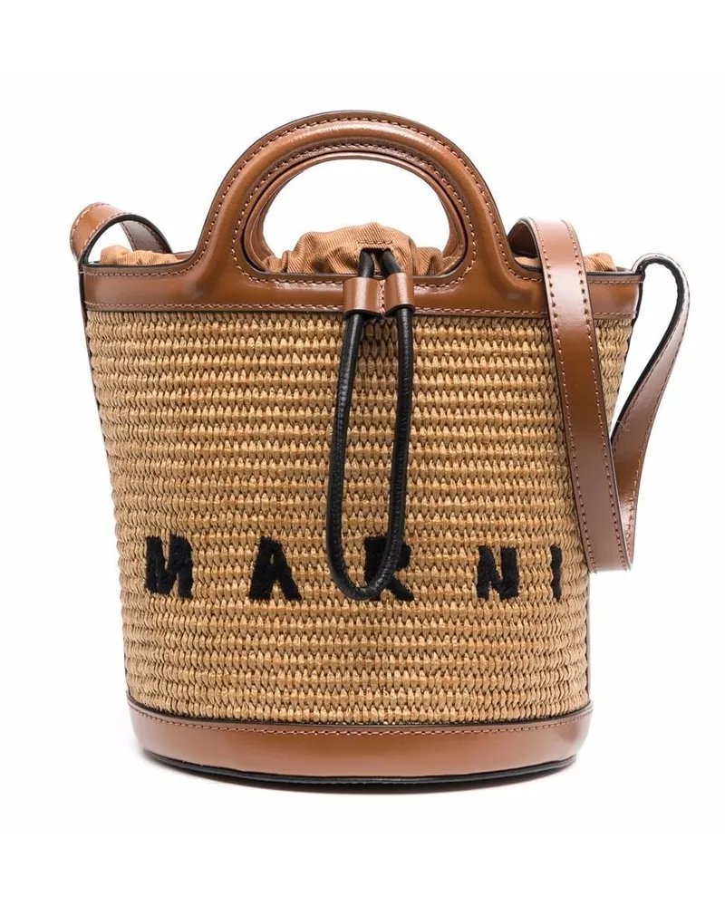 Marni Tropicalia Beuteltasche mit Logo-Stickerei - Braun Braun