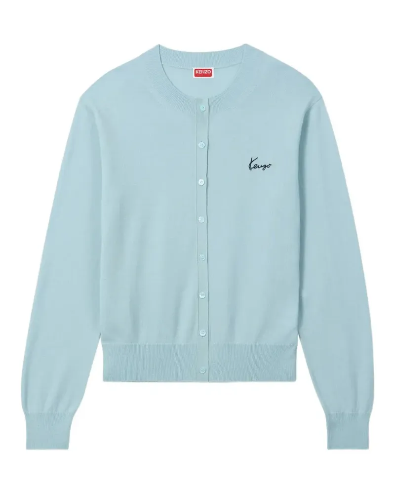 Kenzo logo-embroidered button-up cardigan - Blau Blau