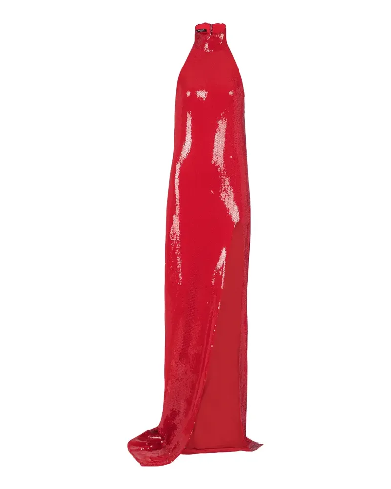 Balmain Maxikleid mit Pailletten - Rot Rot