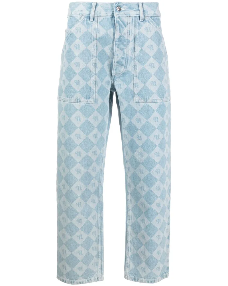 Nanushka Karierte Cropped-Jeans - Blau Blau