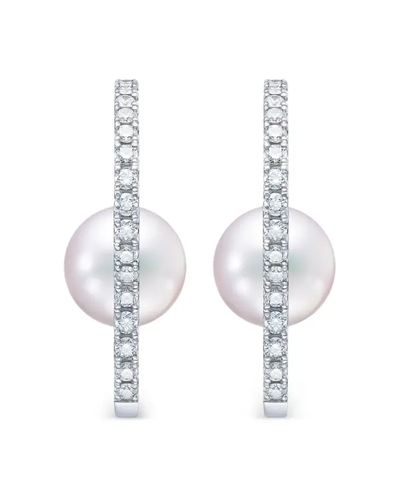 TASAKI 18kt Chants Weißgoldohrringe mit Akoya-Perle und Diamanten - Silber Silber