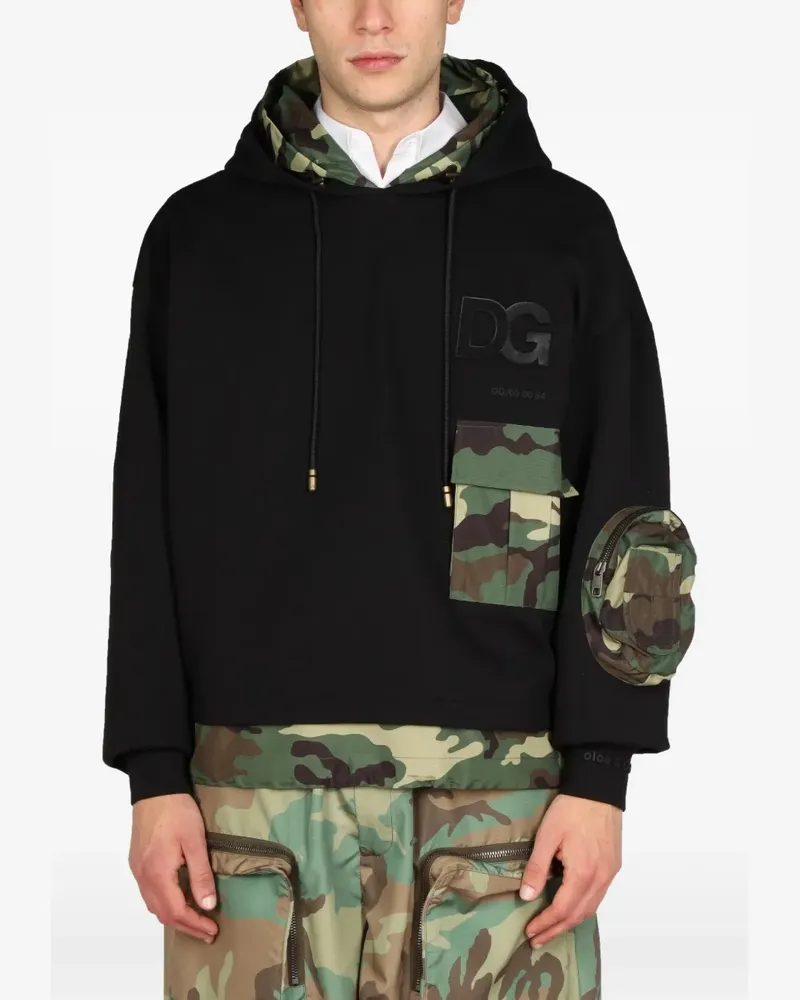 Dolce & Gabbana camouflage-print patch hoodie - Schwarz Schwarz