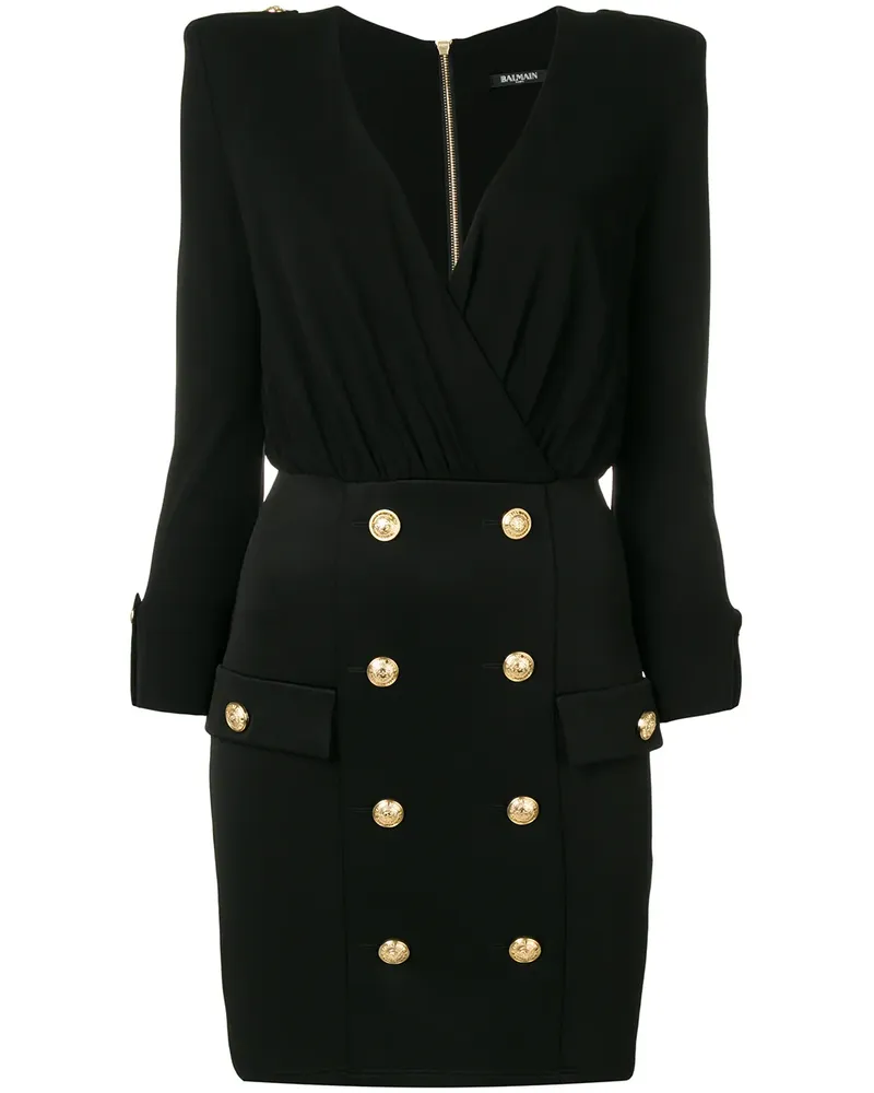 Balmain Minikleid mit tiefem Ausschnitt - Schwarz Schwarz