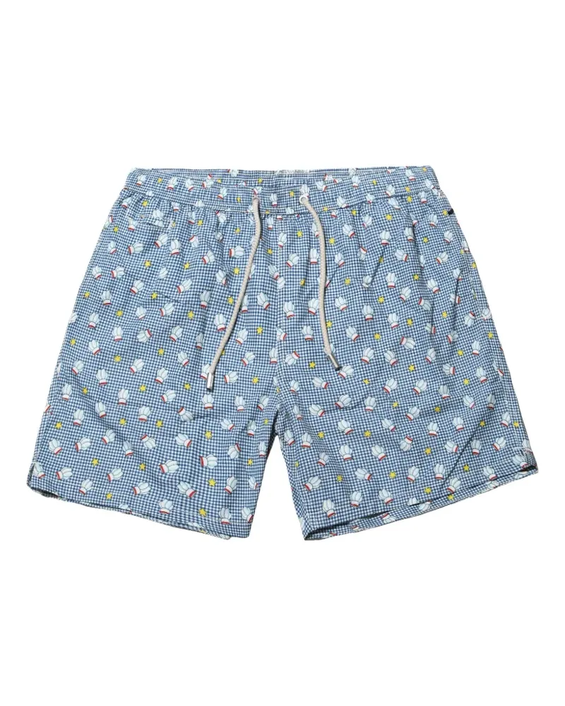 MC2 Saint Barth gingham-print drawstring-waist swim shorts - Blau Blau
