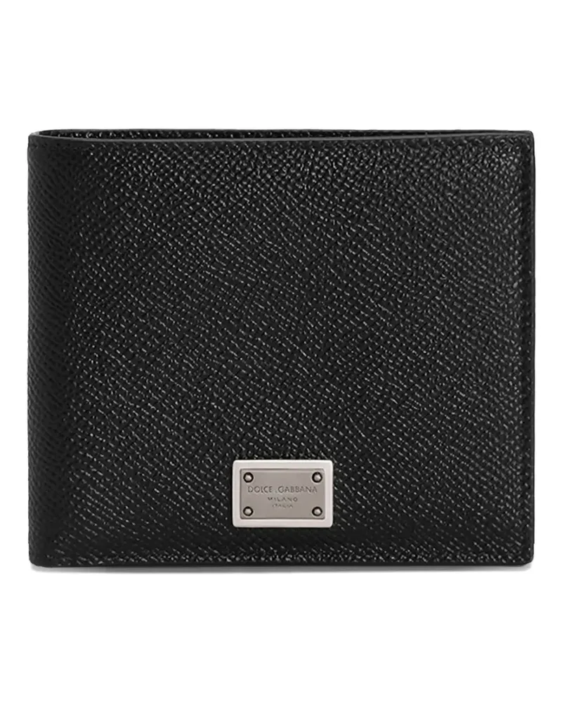 Dolce & Gabbana logo-plaque grained leather wallet - Schwarz Schwarz