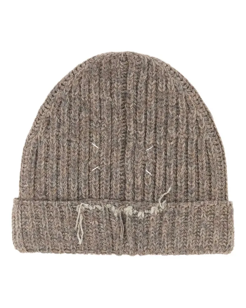 Maison Margiela Beanie im Distressed-Look aus Schurwolle - Braun Braun