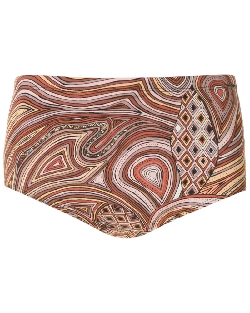 Amir Slama Badehose mit "Marajoara"-Print - Nude Nude