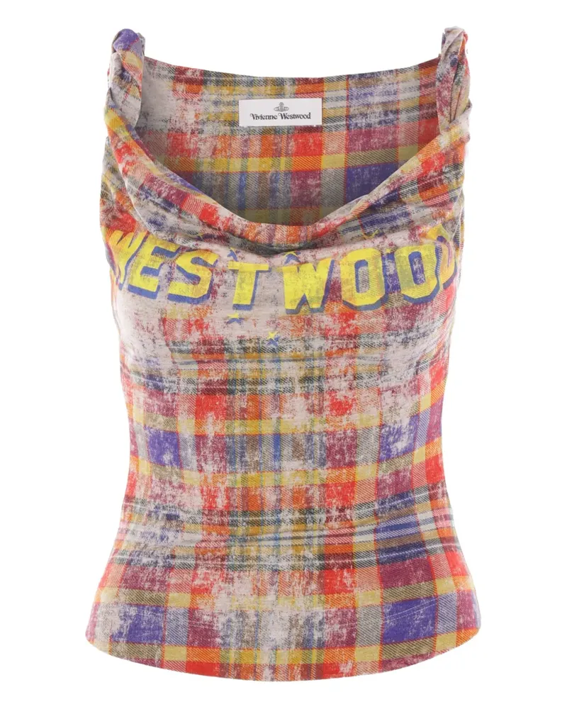 Vivienne Westwood Kariertes Oberteil mit Wasserfallausschnitt - Orange Orange